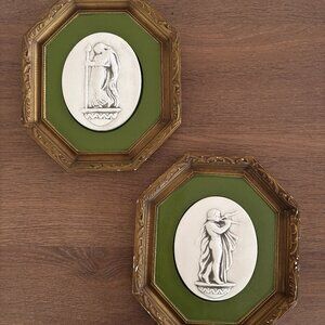 Vintage Set of Devonware Chalkware Wall Art, Greek Figurines